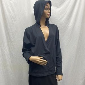 T | S By Thrive Women's Black Faux Wrap Hoodie Top
